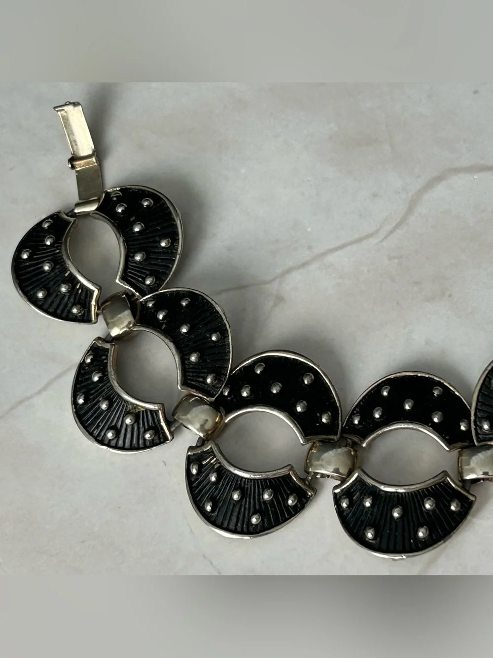 Black Art Deco Link Bracelet